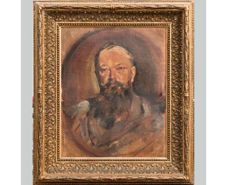 Unknown Artist Late 19th Century, portrait of a man, oil on canvas, laid down on board, signed bottom right, several old labe