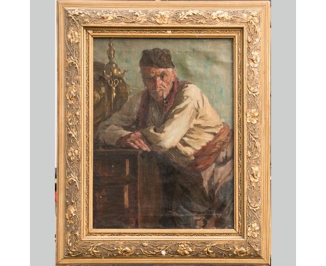 Paja Jovanovic (1859-1957)-attributed,, portrait of an elderly Istrian man, oil on canvas, signed bottom right, framed, 60 x 