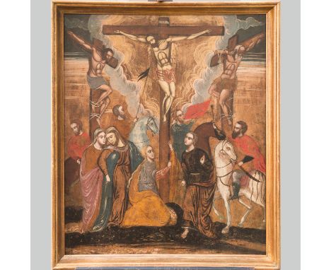 School of Creta 15/16 th Century. The crossing. Tempera on wooden panel. Framed. 85 x 72 cm.