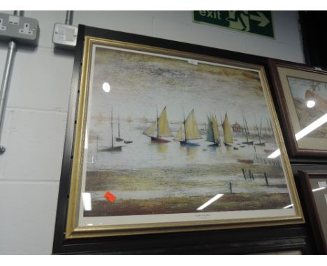 a vintage print of Yachts at Lytham L S Lowry 
