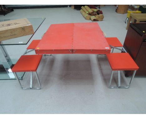 A vintage folding picnic table