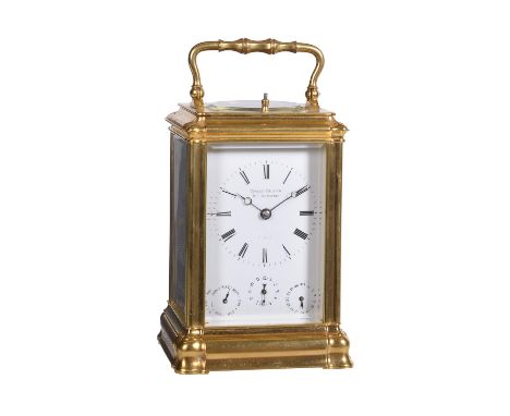 A fine French gilt brass gorge cased calendar carriage clock with push-button repeat and alarmProbably by Jules Brunelot, Par