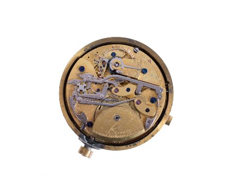 A lever pocket chronograph pocket watch movement and dialDent, London, early 20th centuryThe frosted three-quarter plate jewe