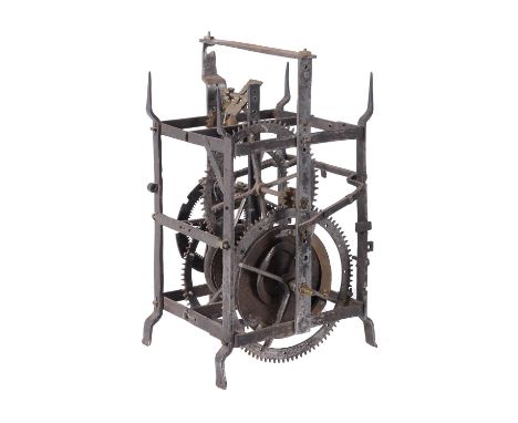 An early forged iron gothic domestic chamber clock movementUnsigned, German/Swiss, early to mid 16th century The two train mo