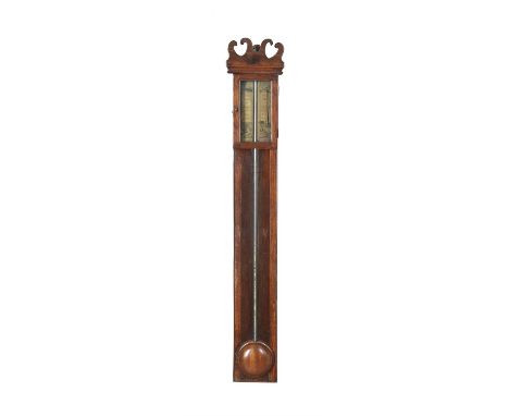 A George III mahogany mercury stick barometerJonathan Illingworth, Hallifax, circa 1800With elaborate 'whales tail' crest ove