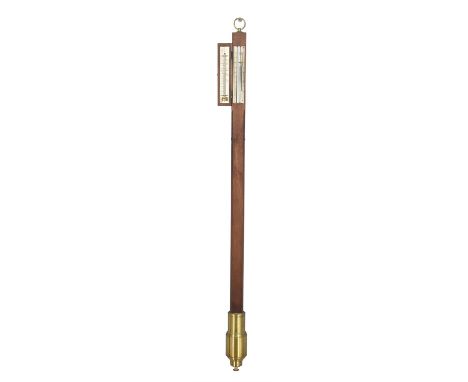 A Regency mahogany mercury cistern tube marine stick barometerJohn Augustus, Falmouth, circa 1820 With brass suspension ring 