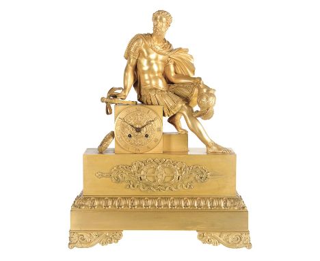A French Empire ormolu figural mantel clock Guyerdet Aine, Paris, early 19th centuryThe eight-day circular two train countwhe
