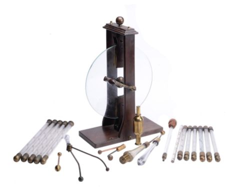 A rare selection of Regency and Victorian laboratory electrostatic demonstration apparatusThe friction plate generator stampe