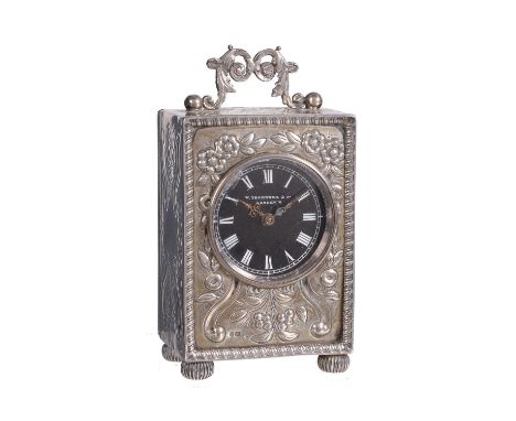 A Victorian silver cased small carriage timepiece William Thornhill and Company, London, 1889The French eight-day movement wi