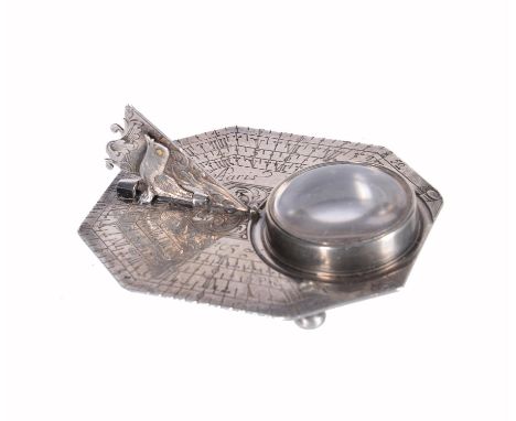 A French silver Butterfield portable horizontal compass sundial Michael Butterfield, Paris, circa 1700The elongated octagonal