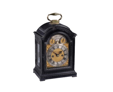 Y A fine and rare George II miniature ebony table clockHenry Fish, London, mid 18th centuryThe six pillar twin chain fusee be