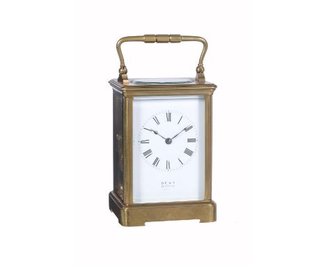 A French lacquered brass petit-sonnerie striking carriage clockRichard et Cie, Paris, for retail by Dent, London, late 19th c