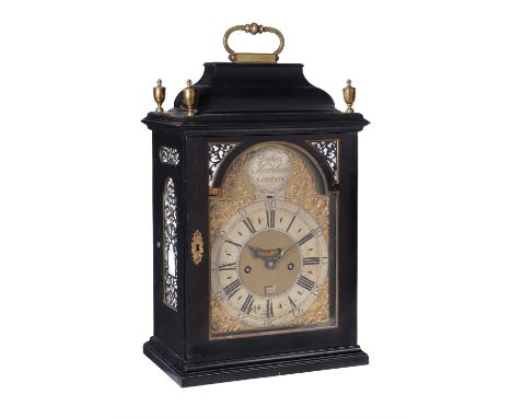 
	
		Y&nbsp;A George I brass mounted ebony table clock with pull-quarter repeat on six bells
		Robert Markham, London, circa 