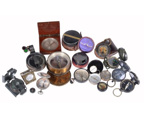 A collection of pocket sighting compasses, inclinometers and other related instrumentsVarious makers, late 19th century and l