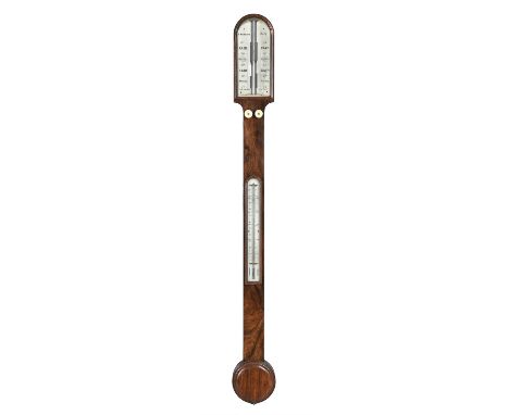 Y A Victorian rosewood mercury stick barometerG. Braham, Bath, circa 1850The arch-glazed canted double ivory Vernier scales c