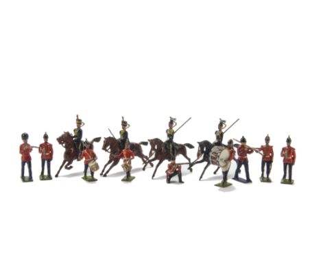 Britains loose sets 8 the 4th Hussars and 100 the 21st Lancers, both 1930s version, loose set 30 Drums and Bugles of the Line