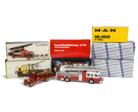 Conrad Scale Model Fire Service Vehicles, No.5512 Falcon Tank Fire-Fighting Vehicle, No.5501 Rosenbauer Air Crash Fire Rescue