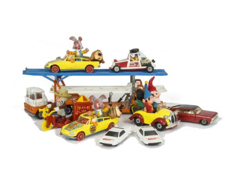Corgi Toys, including 801 Noddy's Car with Noddy, Big Ears and grey faced Golly, 807 Dougal's Magic Roundabout Car (2), 859 M