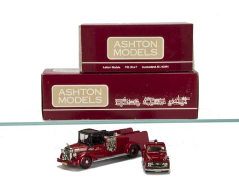 Ashton Models, No.AH19A Ford Pick-Up "Hudson Fire Dept.", No.AH20 1949 Mack Closed Cab Pumper "Chicago", No.AH33 1923 Ahrens-