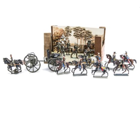 Heyde 30mm demi-ronde German WW1 Field Kitchen,  post WW2 copies of Wollner 47mm mounted demi-ronde figures, (24 plus additio
