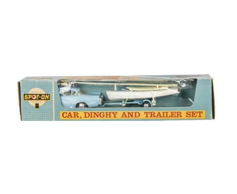 A Tri-ang Spot-On 212 Car, Dinghy & Trailer Set, comprising 165 Vauxhall Cresta, light blue body, 135 GP Dinghy, grey/white, 