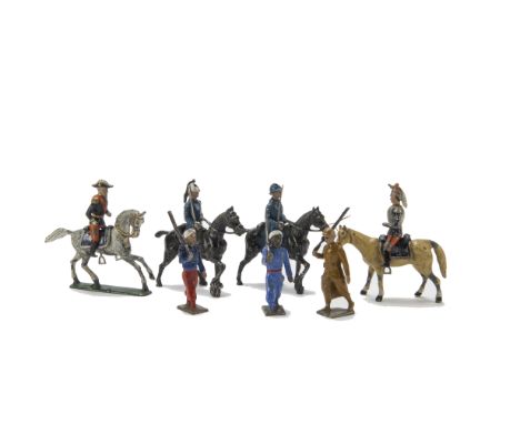 Mignot Gerbeau Period mounted French infantry officer,  Cuirassier officer, other officers (3), wagon team drivers without ho