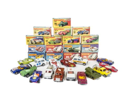 Matchbox Superfast Rolamatics, including 20 Police Patrol Range Rover (3), 35 Fandango (2), 16 Badger, 57 Wild Life Truck (2)