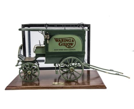 A Fine Scratchbuilt 1:8 scale model  of a Horse Drawn Waring and Gillow Ornamental Trade Van, constructed in wood and metal t