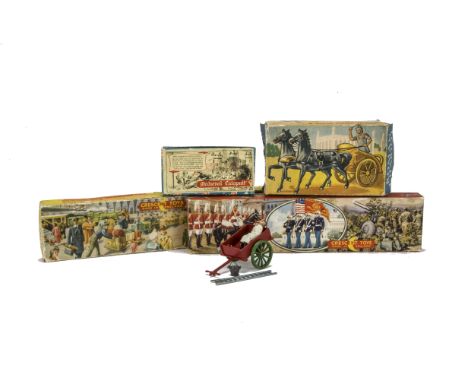 ANNOUNCE CHANGE OF ESTIMATECrescent Toys boxed sets comprising 5 pce No. 1520 Medieval set, No. 1450 Catapult, Railway Set, n