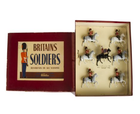 Britains post WW2 set 1720 mounted Band of the Royal Scots Greys (2nd Dragoons), VG in VG box, minor graffiti to box label, m