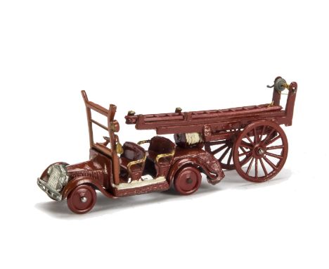 A Taylor & Barrett Fire Engine & Escape, red body with separate silver Rolls grille, red all metal wheels, removable ladder e