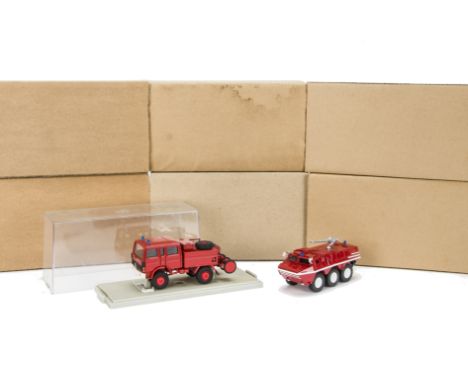 CEF Replex 1/43 Diecast Fire Engine Models, Ref.151 Mack Fire Engine, Ref.146, Ref.140, three others, in original boxes and t