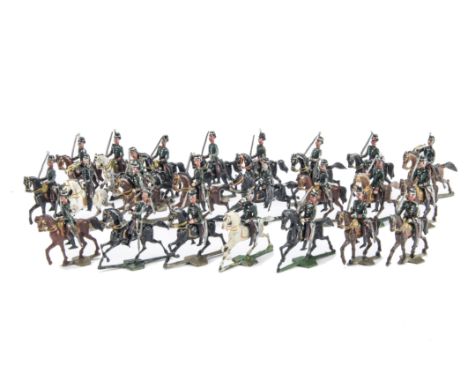 German made 40mm cavalry, possibly Bavarian, possibly Algeyer, generally G, a few F, (24),  1 horse with damaged legs, 1 miss