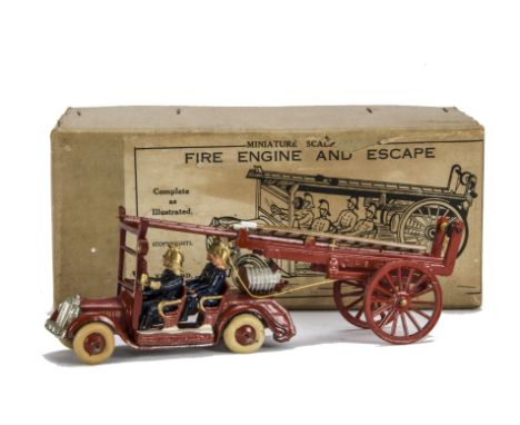 A Taylor & Barrett Fire Engine & Escape, red body with separate silver Rolls grille, red hubs with white tyres, three seated 