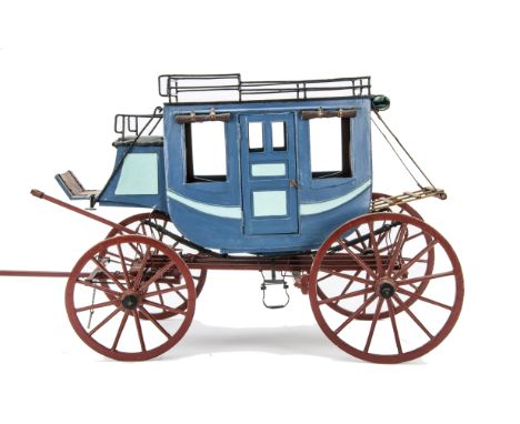 A Fine Scratchbuilt 1:8 scale  model of a Horse Drawn American  Wild West Stagecoach,  constructed in wood and metal to an ex