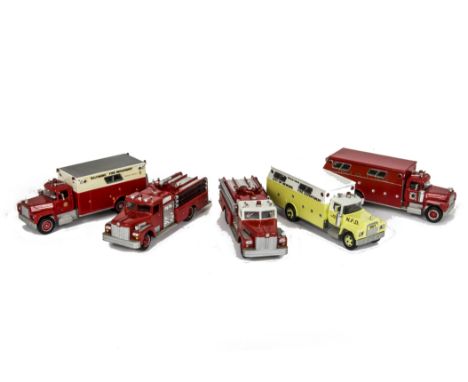 Hobbytown/Solido Fire Service Vehicles, Mack "R" Rescue (3), Baltimore, New York and Newark, Maximum S Pumper (2), Pennington