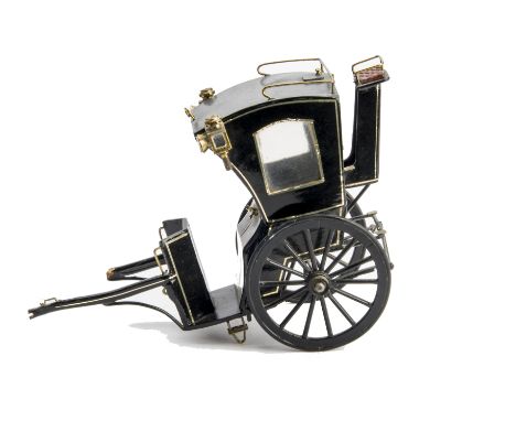 A Fine Scratchbuilt 1:8 scale  model of a Hansom Cab, constructed in wood and metal to an excellent standard, VG, slight dama