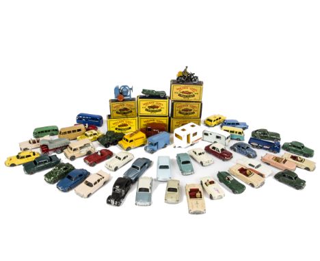 Matchbox Lesney 1-75 Series, mainly cars including 22b Vauxhall Cresta, pale pink body, GPW, 65 3.4 Litre Jaguar, 75 Ford Thu