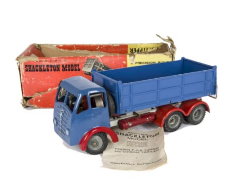 A Shackleton Foden FG 6 Tipper Lorry, in blue with grey chassis and red wheel arches and base of tipper, with instructions, k