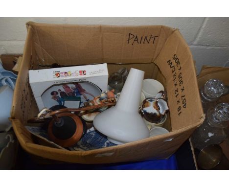 Mixed Lot: Hanging light fitting, various tea wares, a Goebel figure