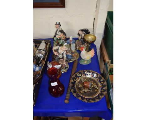 Mixed Lot: Various Capodimonte style figures, vintage truncheon, models etc