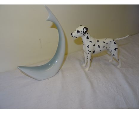 A Beswick Model of a Dalmatian No. 961 and a Royal Dux figure of a whale. 