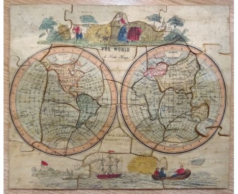 A 19th Century wooden Jigsaw by G Humphreys, 39 Barvier Street, London.  9" (23cms) x 11" (28cms), another wooden jigsaw map 