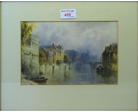 THOMAS DUDLEY (fl.1879-1910); view down the River Ouse from Lendal Bridge with the back of York Guild Hall on the left, Water