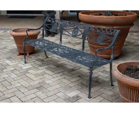 Addison Mizner Style Cast Iron Park Bench.Dimensions: 31 x 64 x 21 in.- This item is currently being stored offsite at the es