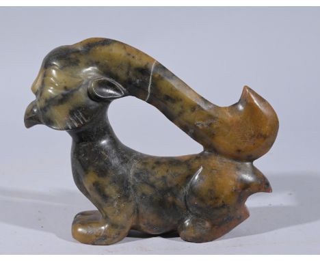 Chinese Archaic Jade Carved Auspicious AnimalSize: 7 x 8 in.  - Provenance: this item comes from the private collection of Lo
