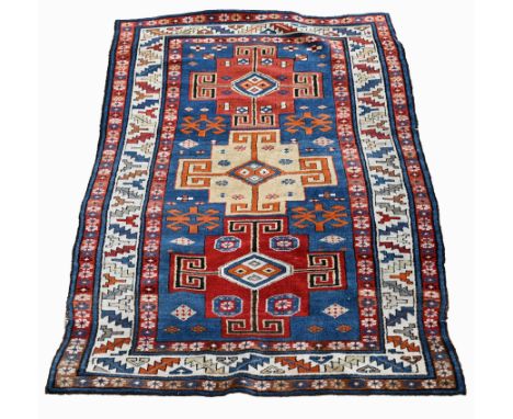 Semi-Antique Caucasian RugSize: 63 x 36 in. (5'3" x 3') - Provenance: this item comes from the private collection of Lou A. a
