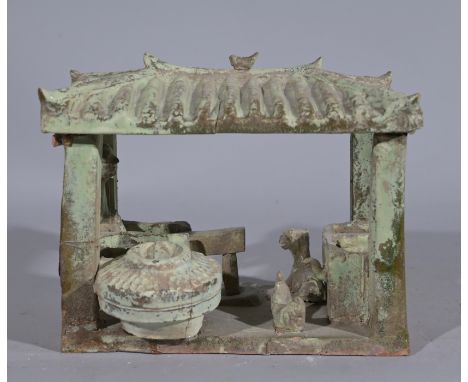 Han Dynasty Glazed House Tomb ModelHeight: 8 in.  - Provenance: this item comes from the private collection of Lou A. and Bar