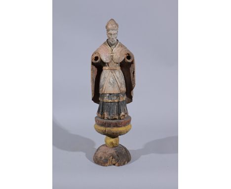 19th C. Spanish Carved Polychromed SantosHeight: 19.5 in.  - Provenance: this item comes from the private collection of Lou A