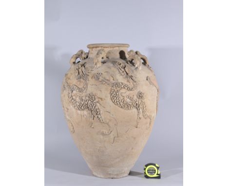 Large Chinese Song Dynasty Martaban Dragon JarHeight: 26 in.  - Provenance: this item comes from the private collection of Lo